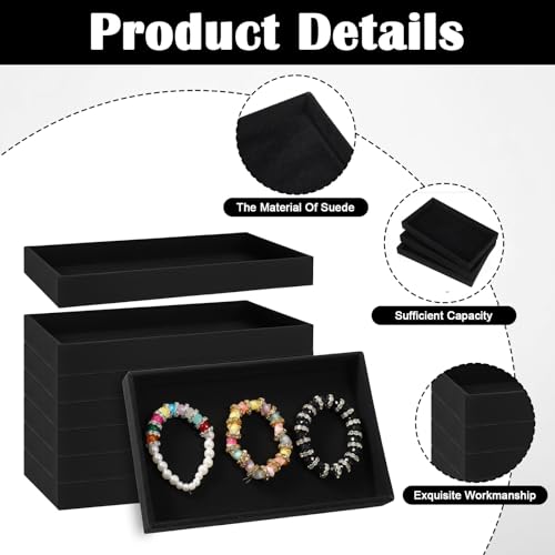 12 Pack Velvet Jewelry Trays,Stackable Jewelry Drawers 8.3x5x1inches Storage Trays for Display Beads Bracelets Necklaces Ring Earrings