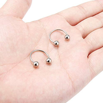 SCERRING 2-8PCS 16G G23 Titanium Horseshoe Septum Ring Nose Rings Hoop Helix Daith Cartilage Tragus Earrings Nipple Eyebrow Body Piercing Jewelry 8mm 10mm 12mm 14mm - style: A:2PCS - 16G 14mm