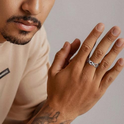 HZMAN Irregular Hollow-Out Stainless Steel Ring for Men & Women, Biker and Cocktail Party Fashion Jewelry, Unique Gift Ring in Sizes 7-12