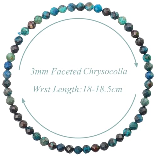 MASSIVE BEADS Natural Genuine Gemstone Beads Healing Crystal Chakra Reiki Jewelry Faceted Round Beads Bracelets 3mm - color: Chrysocolla