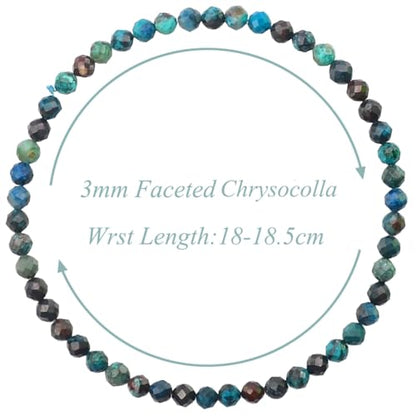 MASSIVE BEADS Natural Genuine Gemstone Beads Healing Crystal Chakra Reiki Jewelry Faceted Round Beads Bracelets 3mm - color: Chrysocolla