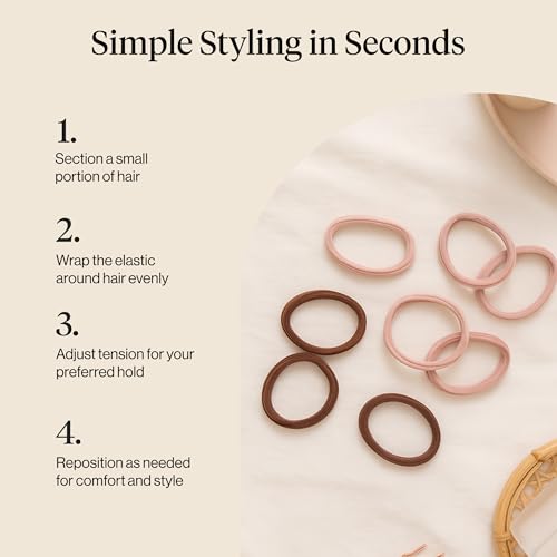 Kitsch Seamless Hair Ties No Damage - Stretchy Hair Bands - Rosewood, 8pcs | Strong All-Day Hold Hair Rubber Bands For Hair, Ponytail Holders | Hair Accessories for Everyday Use - color: Rosewood (Pack of 8)