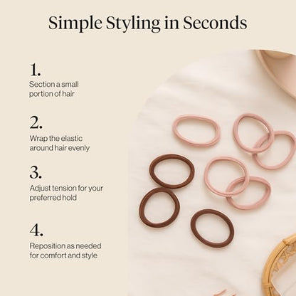 Kitsch Seamless Hair Ties No Damage - Stretchy Hair Bands - Rosewood, 8pcs | Strong All-Day Hold Hair Rubber Bands For Hair, Ponytail Holders | Hair Accessories for Everyday Use - color: Rosewood (Pack of 8)