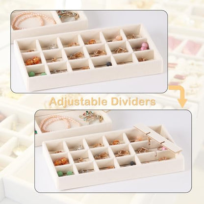 1 Pcs Earring Organizer Stackable Trays,Jewelry Drawer Inserts Container Display Case Storage for Earring Necklace Rings -Beige - color: Beige Set of 1