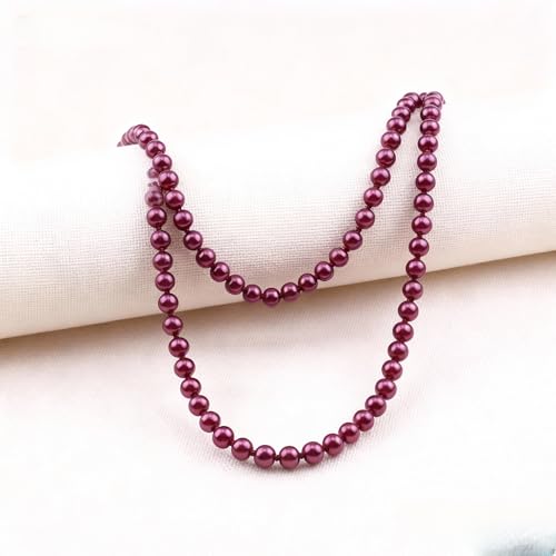 Pearl Necklaces for Women 60'' 70" Long Pearl Necklace 15.75'' Pearl Choker Necklace Chunky Bead Layered Faux Pearl Dangle Wedding Bridal 1920s Gatsby Christmas Costume Jewelry Gifts - color: Wine Red-60''