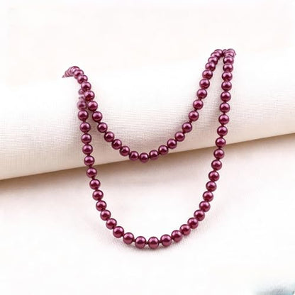 Pearl Necklaces for Women 60'' 70" Long Pearl Necklace 15.75'' Pearl Choker Necklace Chunky Bead Layered Faux Pearl Dangle Wedding Bridal 1920s Gatsby Christmas Costume Jewelry Gifts - color: Wine Red-60''