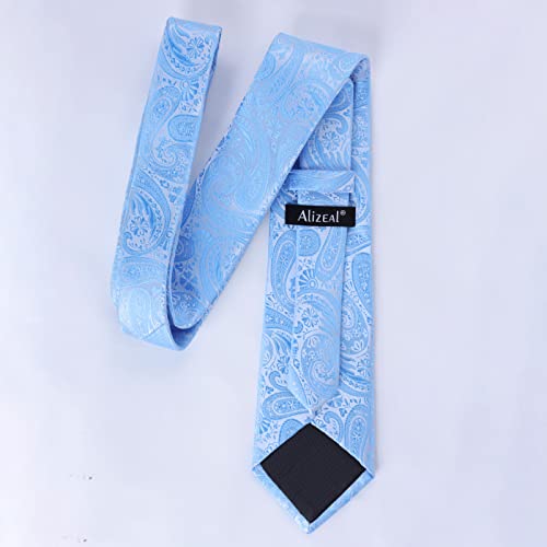 Alizeal Mens Gradient Paisley Necktie and Pocket Square Set | Elegant Design Perfect for Weddings Banquets Business Formal Events - color: 170-light Blue