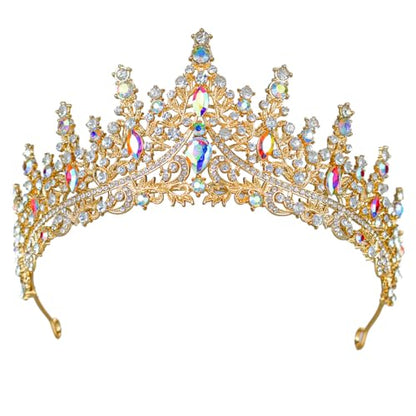 Tiaras and Crowns for Women Crystal Princess Tiaras Rhinestone Queen Crowns For Wedding Bridal Birthday Prom Pageant Party (Tiara 100) - color: Gold AB