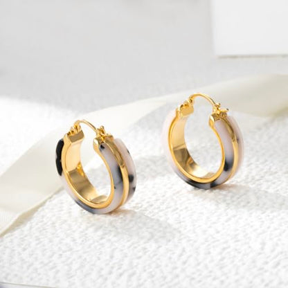Dr's gift Chunky Leopard Print Earrings for Women 14K Gold Plated Statement Huggie Hoop Earrings Brown Acrylic Tortoise Resin Cheetah Trendy Jewelry - color: Leopard 4