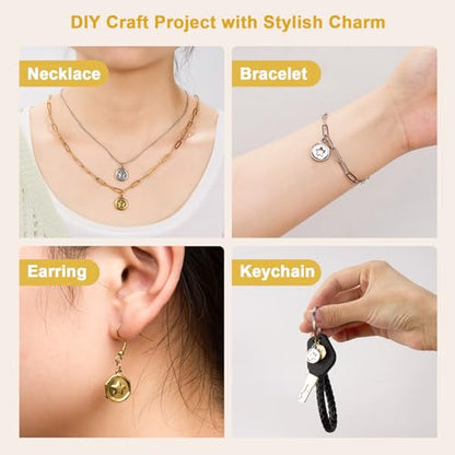 Stainless Steel Charms Bulk for Jewelry Making Round Star Charm Pendant for Bracelet DIY Jewelry Supplies - color: Star Gold Silver