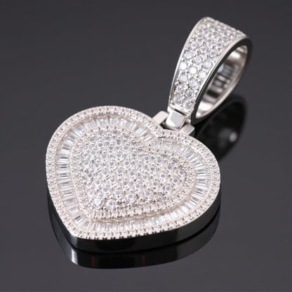 Lulu Mel Silver Heart Necklace 14K Gold Plated Heart Pendant Cubic Zirconia Necklace for Women Men, Iced Out Love Necklace Jewelry Gift Valentine's Day/Mother's Day/Christmas/Anniversary/Birthday Gift - color: Silver, style: Square Diamond Heart