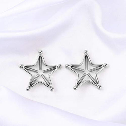 1 Pair Adults Non-Piercings Nipple Shield Adjustable Body Piercing Geometric Stars Nipple Clamp Ring Body Jewelry - color: #1 Silver