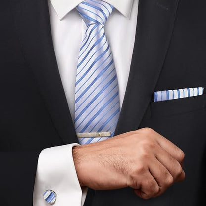 Premium Men’s Gift Tie Set Silky Necktie Pocket Squares Tie Clips Cufflinks For Men - color: Men's Style 4