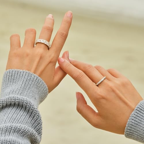 STORYJEWELLERY Gold Plated Rings for Women, Stackable Rings, Wedding Bands for Women, Pave Band Ring, Gifts for Her