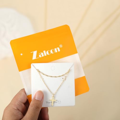 Zalcon Cross Necklace for Women, Gold Plated/Sterling Silver Plated Layered Choker Pendant Necklaces for Women Stack Jewelry for Women Trendy - style: Gold