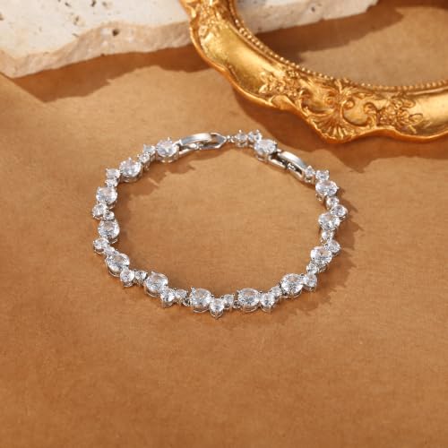 FANZE Gold Plated Cubic Zirconia Tennis Bracelets for Women Dainty Trendy Adjustable Bracelet Jewelry Gift for Ladies Wedding Mother Birthday Anniversary - style: Style 13