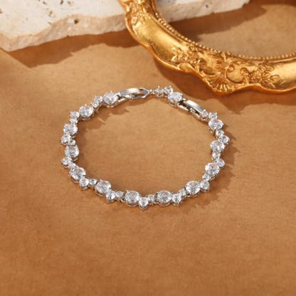 FANZE Gold Plated Cubic Zirconia Tennis Bracelets for Women Dainty Trendy Adjustable Bracelet Jewelry Gift for Ladies Wedding Mother Birthday Anniversary - style: Style 13
