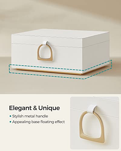 SONGMICS 2-Layer Jewelry Box, Jewelry Organizer with Handle, Removable Jewelry Tray, Jewelry Storage, Floating Effect, 8.1 x 9.4 x 4.3 Inches, Gift Idea, White UJBC165W01 - color: White
