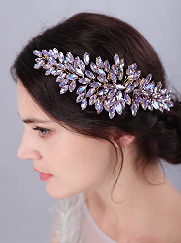 JWICOS Bridal Headband Crystal Wedding Hair Vine Headpieces for Bride and Girls (Colorful) - color: Colorful