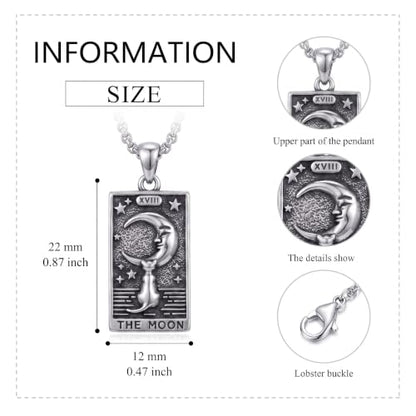 YAFEINI Cat Tarot Necklace 925 Sterling Silver Cat Tarot Pendant Necklace Jewelry Gifts for Women - style: Moon Tarot