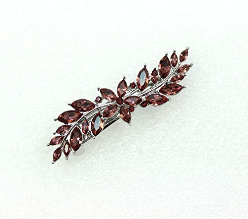 Faship Burgundy Small Floral Hair Barrette Clip - color: Burgundy