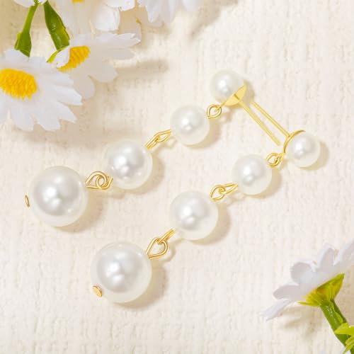 Long Chain Pearl Dangle Earrings for Women | 4Pcs Pearls, 14K Gold Plated, Dainty Tassel Drop, Lightweight Pearl Dangly Earring, Wedding Jewelry Gifts - color: Gold-Large