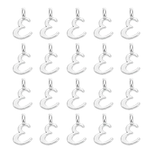 uxcell A-Z Alphabet Charm, Metal Alphabet Letter Charm Initial Charm Pendant Bead for Necklaces Bracelets Jewelry Making Craft - color: Silver E