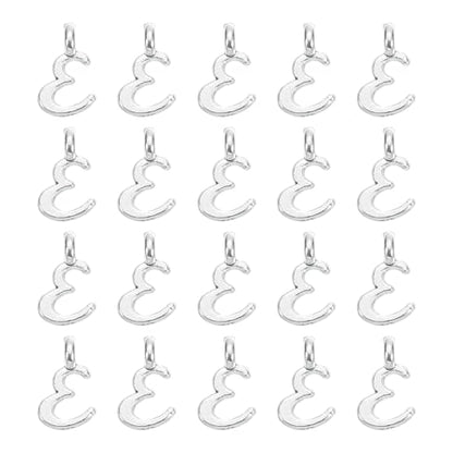 uxcell A-Z Alphabet Charm, Metal Alphabet Letter Charm Initial Charm Pendant Bead for Necklaces Bracelets Jewelry Making Craft - color: Silver E