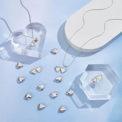 UNICRAFTALE about 20Pcs Photo Pendants Heart Locket Pendants Heart Memory Locket Charms 12.5mm Metal Heart Charms Photo Locket Necklace Pendants for Jewelry Making Charms