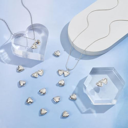 UNICRAFTALE about 20Pcs Photo Pendants Heart Locket Pendants Heart Memory Locket Charms 12.5mm Metal Heart Charms Photo Locket Necklace Pendants for Jewelry Making Charms