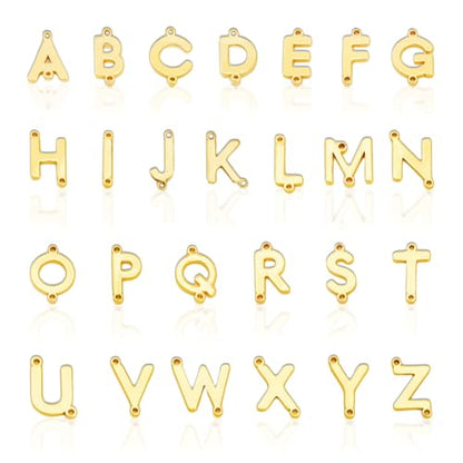 26Pcs 18K Gold Filled A-Z Alphabet Letters Charms for Jewelry Making, Initial A-Z Alphabet Charm Pendant Beads, Slide Glitter Pendants for Women DIY Bracelet Necklace Earrings Choker Making - color: Style B