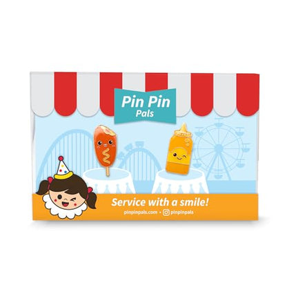 Enamel Pin Set (2 Pins Per Set) for Backpack, Bag, Lapel, Kawaii Button Collector - style: Corn Dog & Mustard