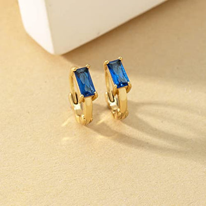 DAILY VIBES Dainty Butterfly Cross CZ Small Huggie Hoop Earrings for Women | Hypoallergenic, 14K Gold Plated Hoops, Tiny Cubic Zirconia, Cartilage Hoop Earrings for Women Trendy - color: Blue