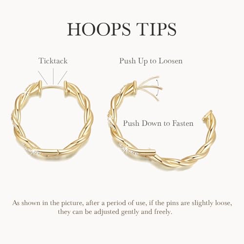 ENROSE Gold Hoop Earrings 14K Gold Earring for Women | Twisted Gold Hoop Earrings Minimalist Diamond Earring Jewelry 29mm*4mm - style: A-GD