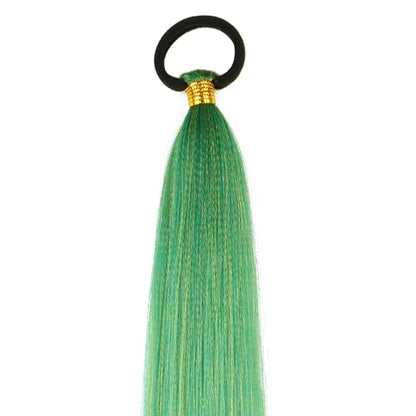 Braided Ponytail Extension 2 Pc Green Yellow Gradient Rave Hair Extensions | Long Braided Ponytail Extension With Hair Tie, Straight Wrap with Braid Ponytail Extension 26 Inch Synthetic Hair Pieces - color: Green Yellow gradient#（Green/Yellow）, size: 26 I