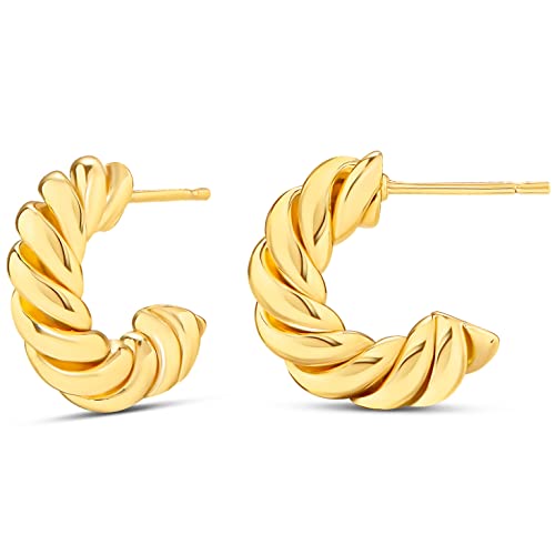 Amazon Essentials Sterling Silver Twisted Rope Hoop - color: Yellow Gold, size: 15 mm
