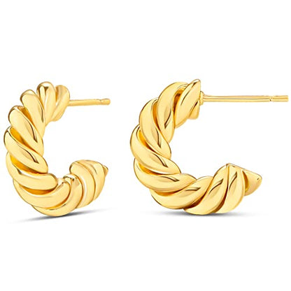 Amazon Essentials Sterling Silver Twisted Rope Hoop - color: Yellow Gold, size: 15 mm