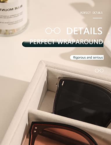 Coward Sunglass Organizer, Beige Velvet Glasses Trays - Eyeglasses Watches Jewelry Display - Men Women (8 Grids) - color: Beige Velvet, size: Sunglasses Tray