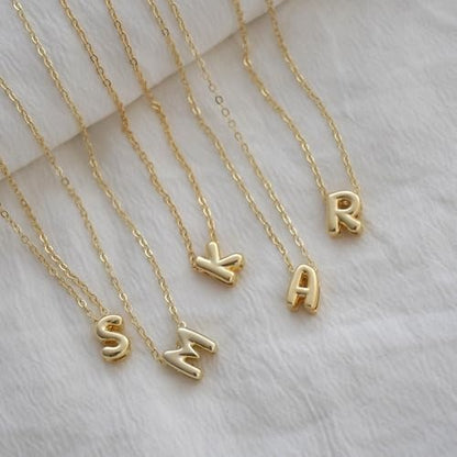 Initial Necklaces for Women Bubble Gold Silver Letter Necklace Dainty Personalized Charm Pendant Name Necklace Cute Non Tarnish Fashion Accessories Teen Gift Trendy Stuff Jewelry Gifts - color: Gold, style: B
