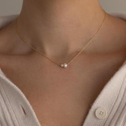 Dainty Pearl Necklace for Women Gold Plated Bridal Wedding Jewelry Trendy Cute Lariat Pearl Pendant Drop Charm Choker Stackable Necklace Gift for Women Mom Sister Daughter - color: C.single pearl