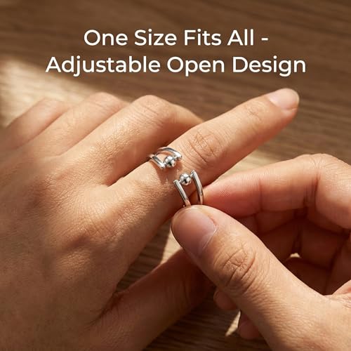 5pcs Adjustable Open Stainless Steel Stress Spinner Rings for Women Calming Anxiety Fidget Band Aesthetic Cute Thumb Jewelry Set Cool Stackable Accessories