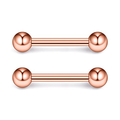Ruifan 316L Stainless Steel Nipple PA Tongue Shield Barbell Ring Bar Body Piercing Retainer 12G 14mm 2-12PCS - color: 12PCS - Mix Color