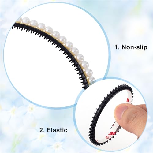 Pndeyo 10pcs Headband Teeth Strips for DIY, 7.09x0.2, Black | Silicone, Anti-Slip, Self-adhesive, Hair Bands Teeth, for Women Girls Headbands Hair Accessories Craft - color: Black-7.09"x0.2"