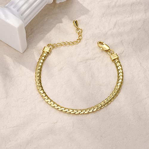 FRUMOS Dainty Layering Bracelets for Women 18 k Gold Plated Fashion Adjustable Chunky Cuban Paperclip Link Chain Bracelets Jewelry for Women Gift - color: Snake chain Bracelets