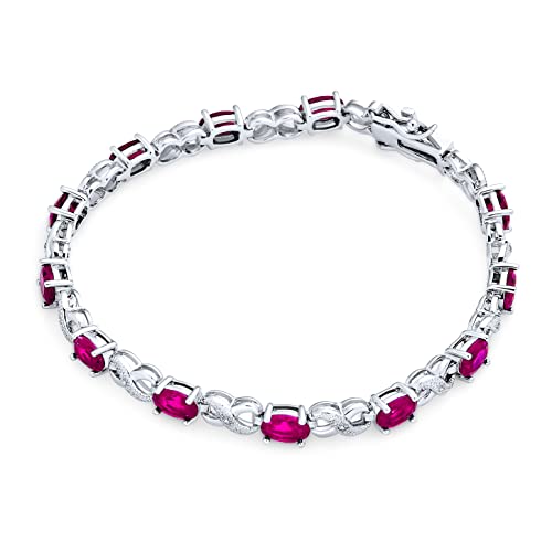 Bling Jewelry Birthstone Colors CZ Oval Infinity Tennis Bracelet Rose Gold Silver Plated - color: Pink