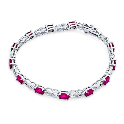 Bling Jewelry Birthstone Colors CZ Oval Infinity Tennis Bracelet Rose Gold Silver Plated - color: Pink