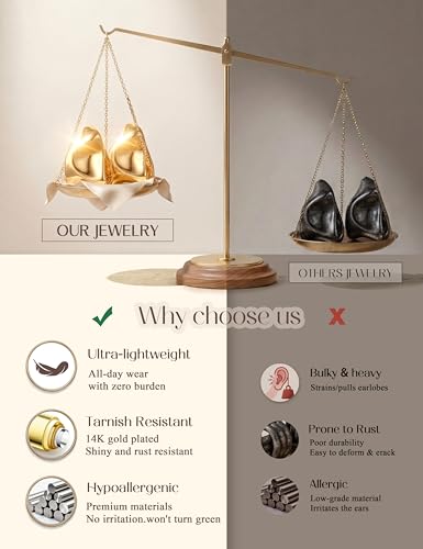 Chunky Gold Stud Earrings for Women Sterling Silver Earring Hypoallergenic | Non Tarnish 14K Gold Plated 925 Silver Posts for Sensitive Ears,Knot Statement Dangle Earrings Gold Jewelry Gifts Lightweight - color: gold plated-chunky