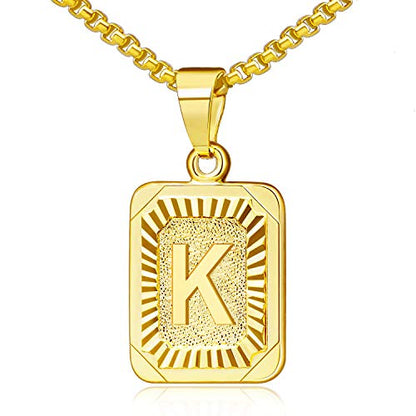 JSJOY Graduation Gifts 2026 Gold Initial Necklaces for Women Men Gold Letter Necklaces 26 Capital A-Z Letter Pendant Necklaces for Women Square Monogram Necklace for Her Initial Necklaces - color: Gold Letter K