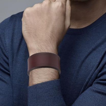 Wide Cowhide Adjustable Wrap Wristband Genuine Leather Cuff Bracelet Retro Dark Brown Leather Handmade Blank Cuff Bangle Arm Armor with Snap for Men Women Halloween Costume Party - color: Dark Brown