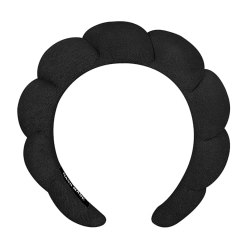 Spa Headbands for Washing Face Makeup Skin Care Headband Women Bubble Facial Beauty Headbands Puffy Shower Towel Band Hair Headband - color: Black